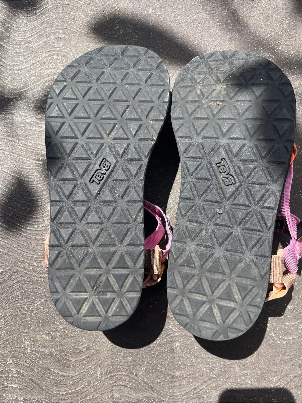 Teva Multicolor Sparkly Strap PlatformSandals in Pink, Orange and Tan